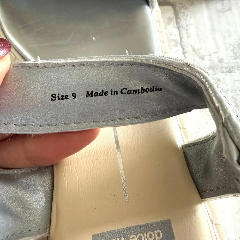 Dolce Vita Debra Silver Leather Whipstitch Chunky Platform Slingback Sandal Sz 9 - Picture 7 of 7